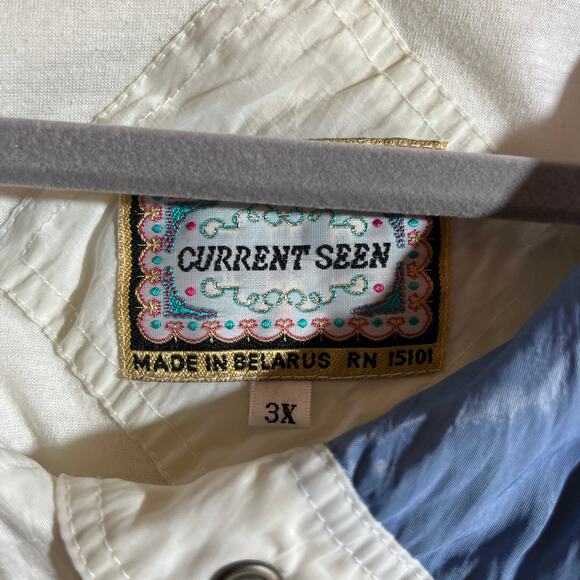 Vintage Current Seen Windbreaker Jacket Womens 3X White Floral Cottagecore - Picture 6 of 11